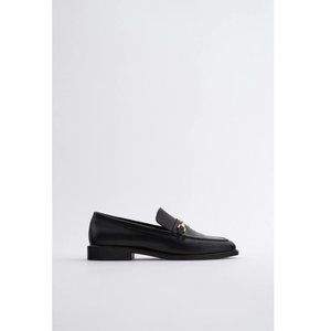 NWT Zara Size 8 Black Metal Buckle Loafers